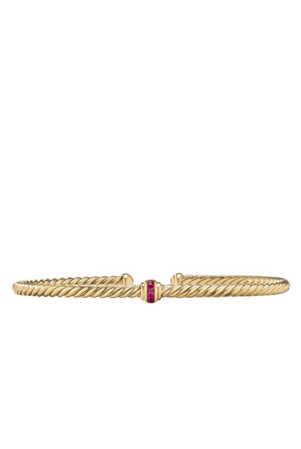 Cable Classics Center Station Bracelet, 18k Yellow Gold & Ruby
